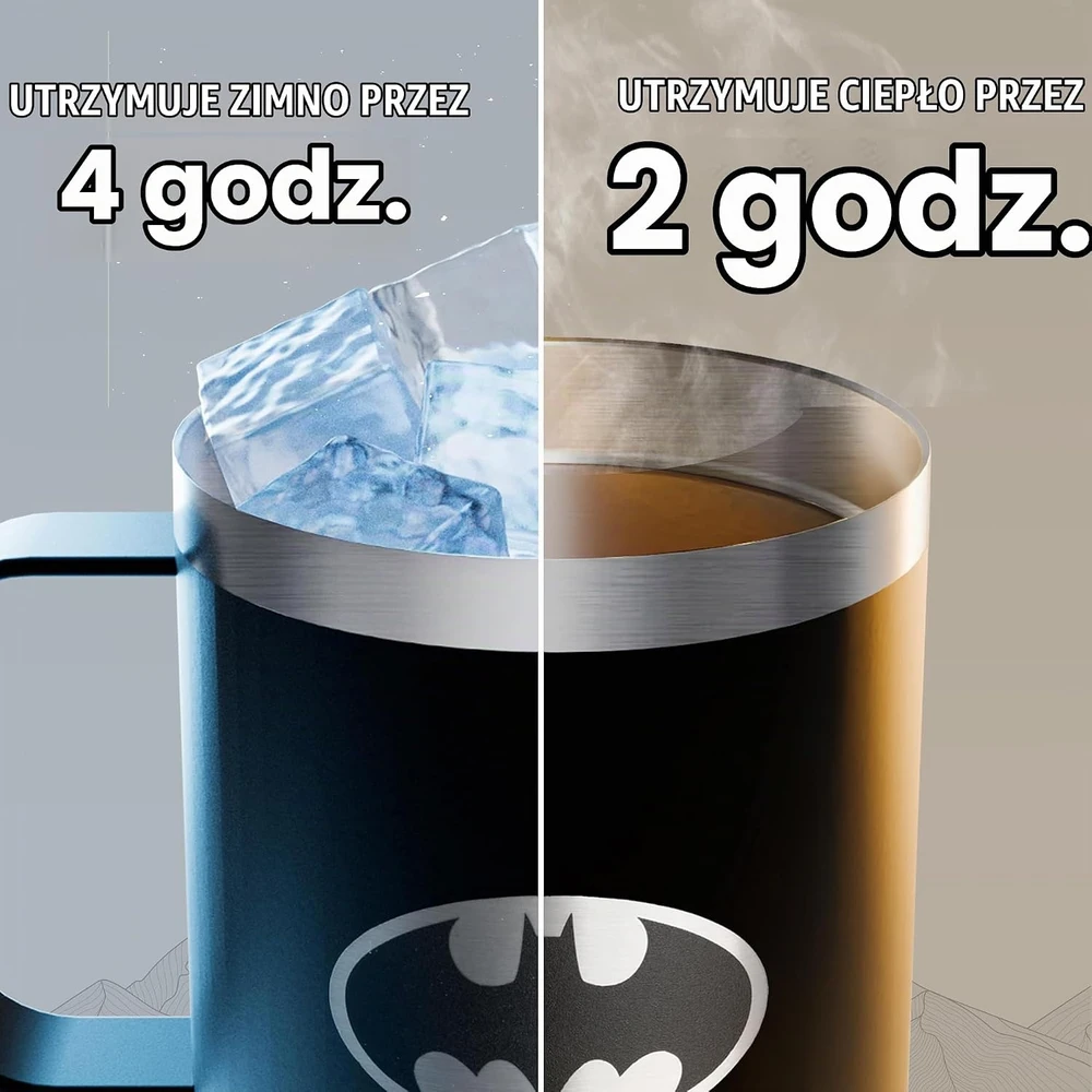Smartshake izoliuotas kelioninis kavos puodelis 350 ml su vakuumine izoliacija Betmenas 11290701