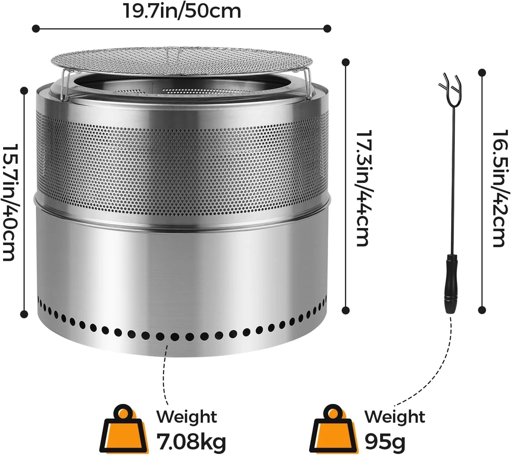 SMOOL bedūmė laužavietė 50 cm iš nerūdijančiojo plieno SMOOL-348