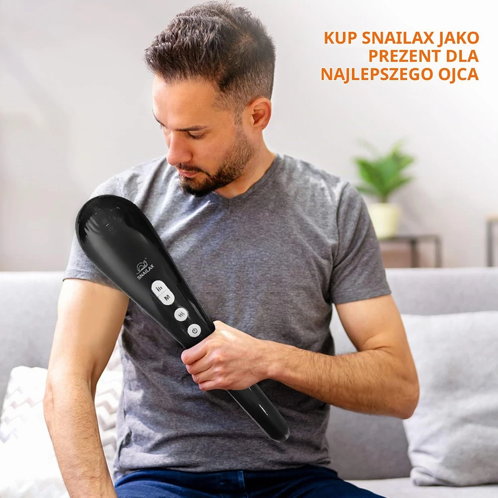 Snailax rankinis smūginis masažuoklis su šildymu, 4 galvutėmis, belaidis SL-482-EUVC