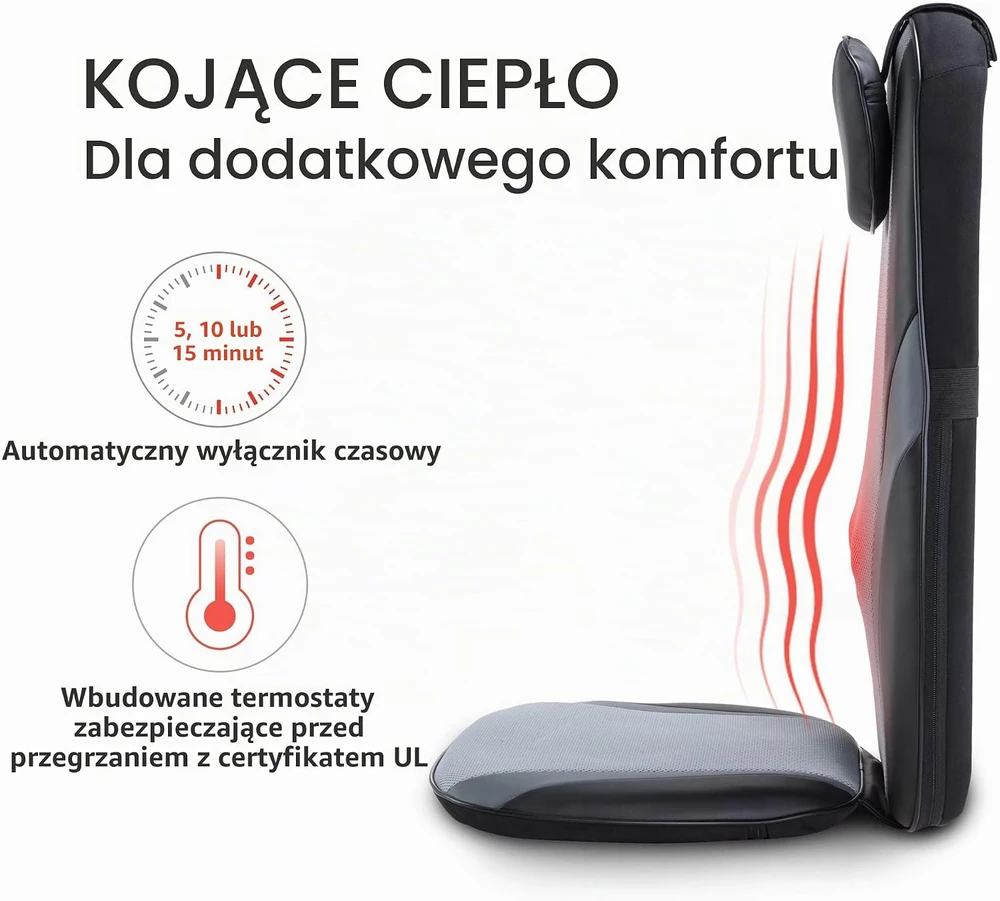 Snailax Shiatsu masažinis fotelio kilimėlis su šildymu ir geliniais mazgais SL-256G-EU