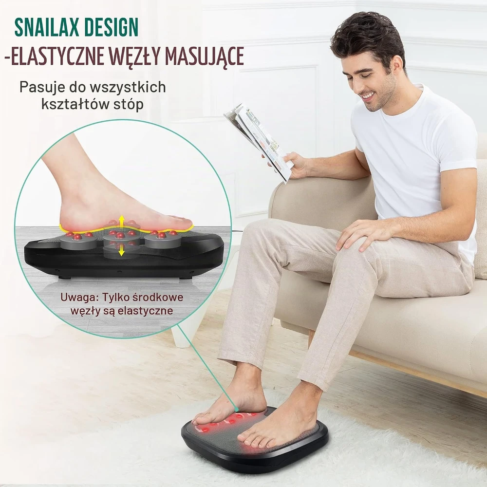Snailax Shiatsu pėdų masažuoklis su šildymu, 18 masažinių galvučių, SL-593NW-EUVC