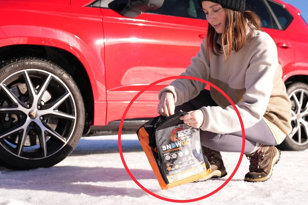 SNOWGO tekstilinės sniego kojinės automobiliams, 2 vnt., M dydis, EN 16662-1