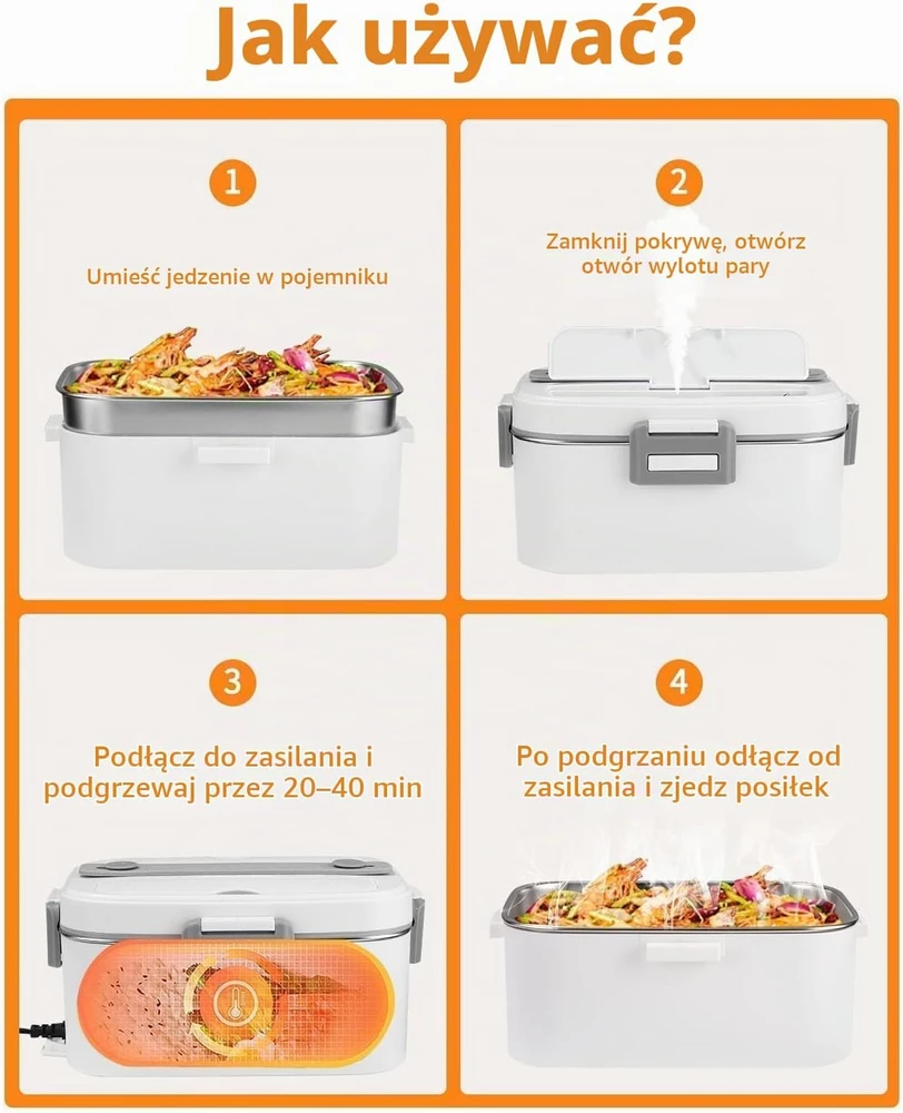 Sobeau elektrinis maisto šildymo indas, 1,8 l, 75 W, 12/24/220 V