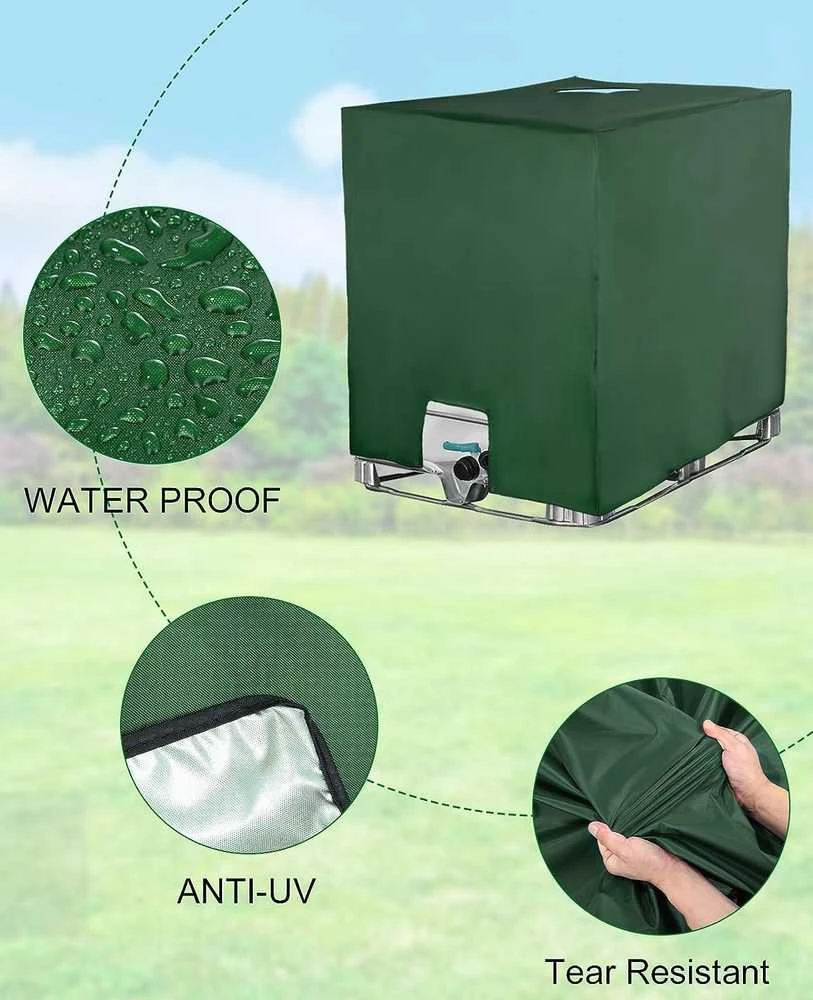 SOBEAU IBC talpos uždangalas, 1000 l, UV apsauga, žalias, 120 × 100 × 116 cm, poliesteris