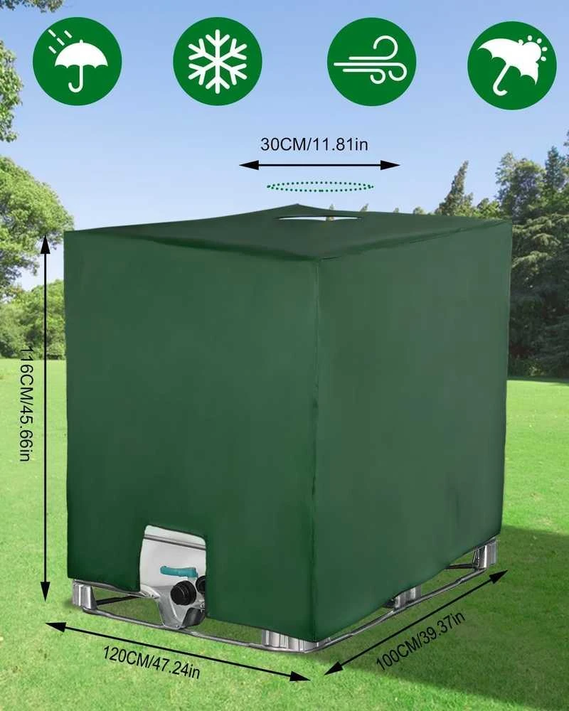 SOBEAU IBC talpos uždangalas, 1000 l, UV apsauga, žalias, 120 × 100 × 116 cm, poliesteris