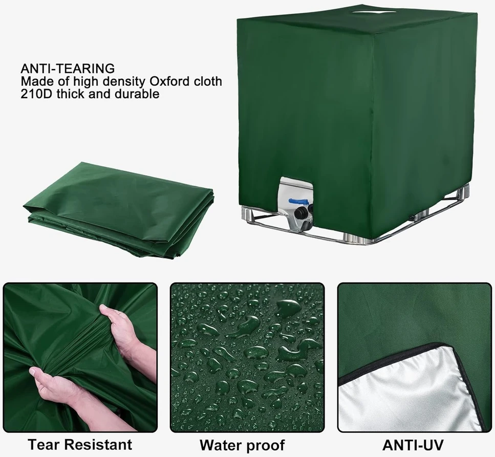 Sobeau IBC vandens rezervuaro apsauginė plėvelė 1000 l, atspari UV ir vandeniui, žalia, 120 x 100 x 116 cm