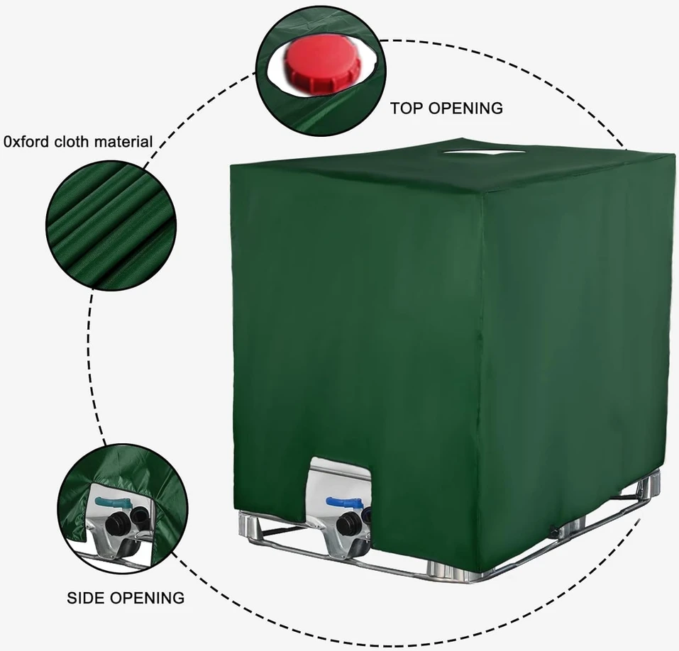Sobeau IBC vandens rezervuaro apsauginė plėvelė 1000 l, atspari UV ir vandeniui, žalia, 120 x 100 x 116 cm