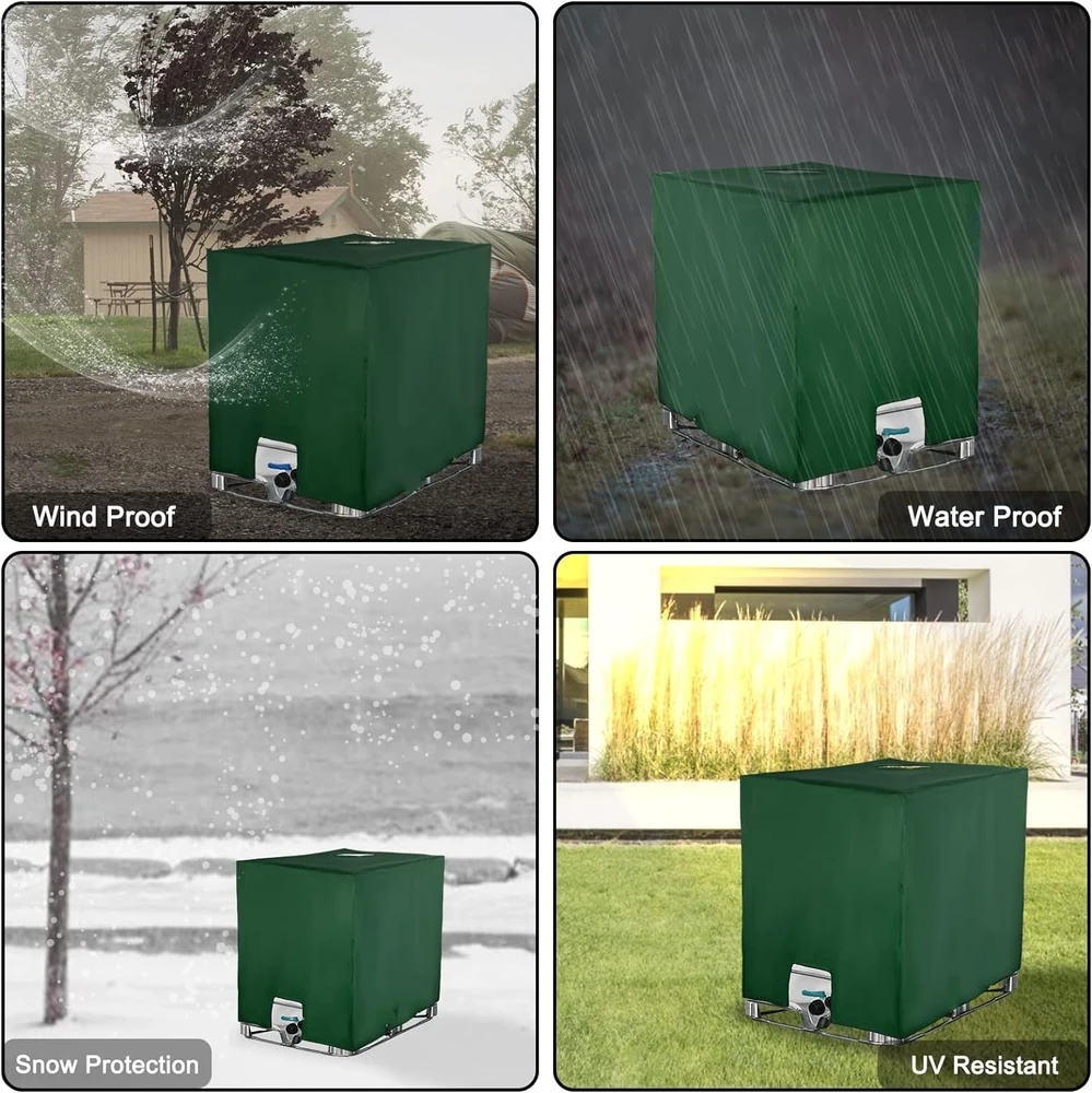 Sobeau IBC vandens rezervuaro apsauginė plėvelė 1000 l, atspari UV ir vandeniui, žalia, 120 x 100 x 116 cm