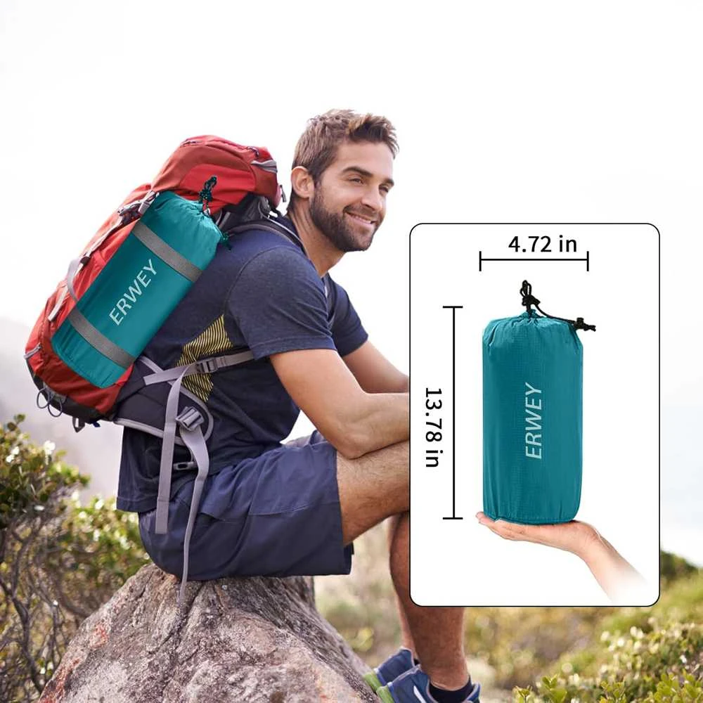 Sofa ERWEY dvivietis savaime prisipučiantis turistinis kilimėlis, 200 × 135 cm, itin lengvas, su pagalvėmis, žydros spalvos