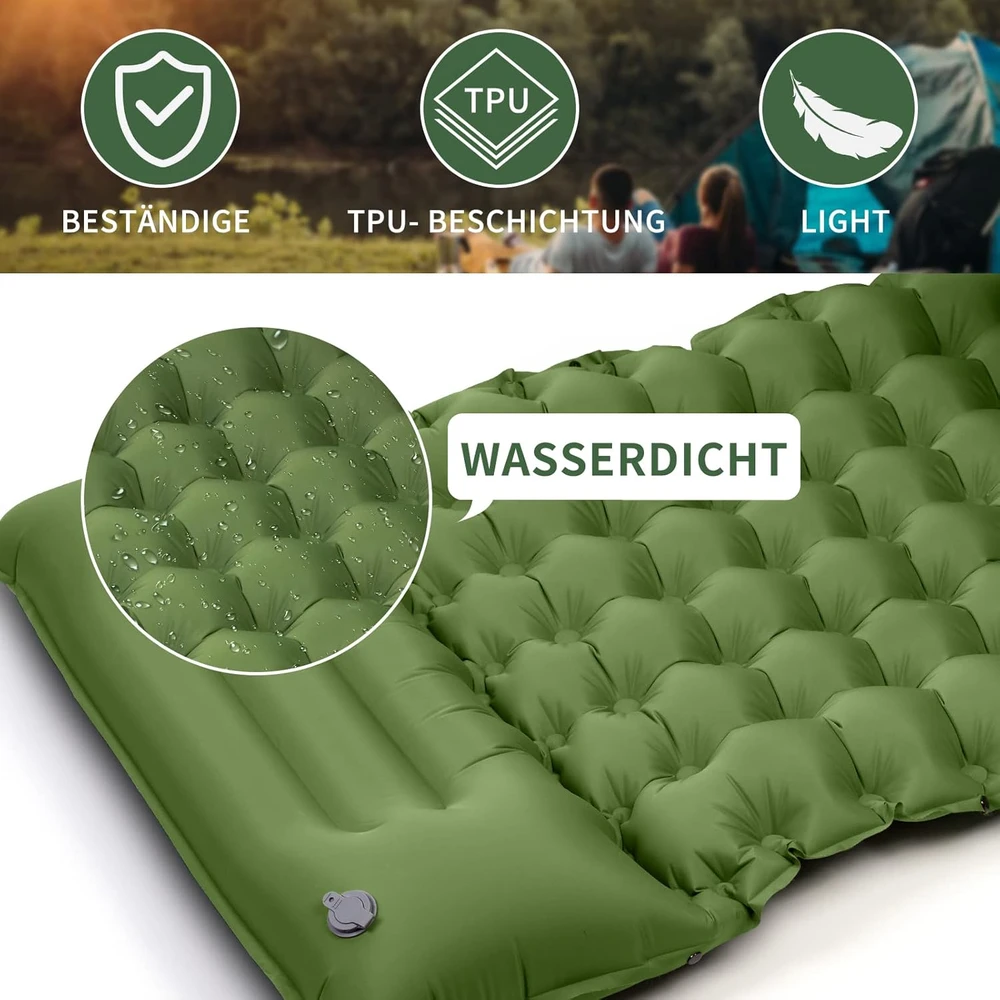 Sofa ERWEY savaime prisipūčiantis kempingo čiužinys su pagalve, neperšlampamas, 200x70x10 cm, mėlynas