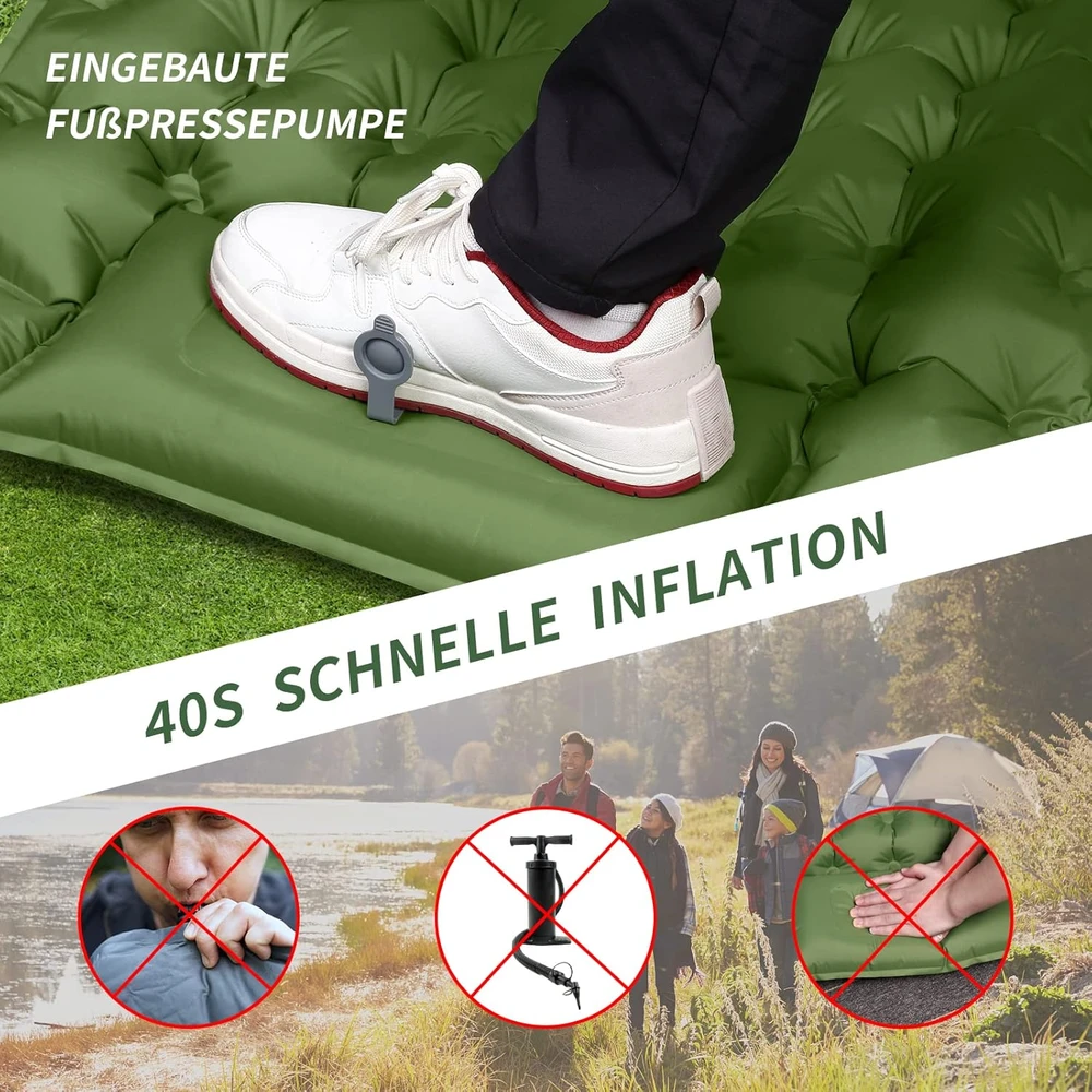 Sofa ERWEY savaime prisipūčiantis kempingo čiužinys su pagalve, neperšlampamas, 200x70x10 cm, mėlynas