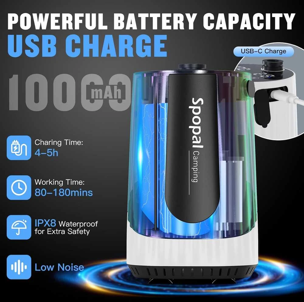 Sofa Spopal įkraunama nešiojama dušo pompa, 10000 mAh, IPX8, išorės naudojimui, modelis DEBCS2W