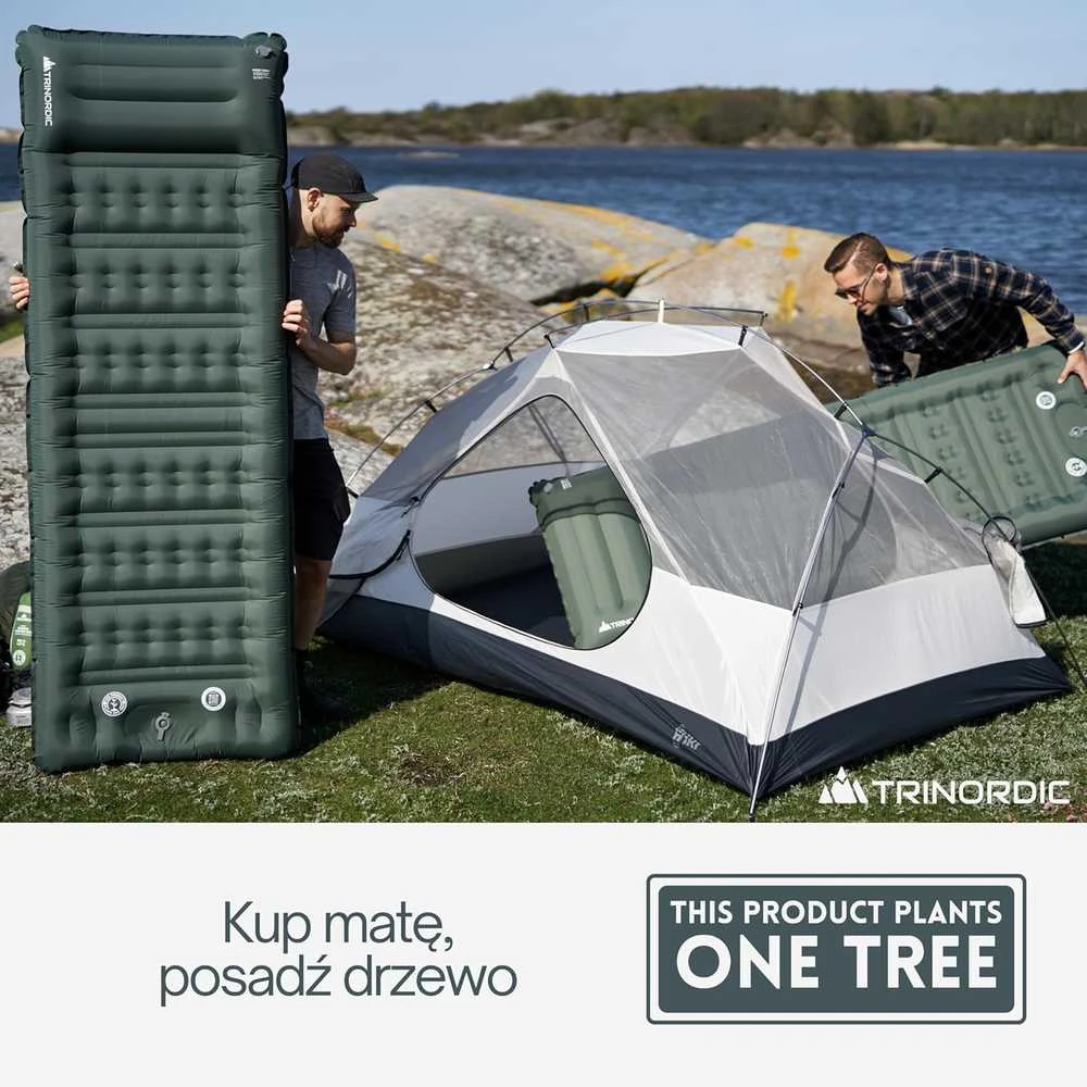 Sofa Trinordic pripučiamas 12 cm storio kempingo čiužinys su įmontuota pompa ir pagalve