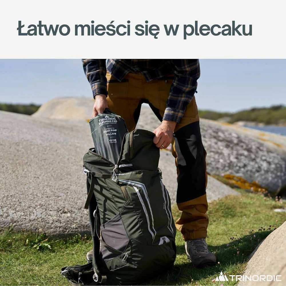 Sofa Trinordic pripučiamas 12 cm storio kempingo čiužinys su įmontuota pompa ir pagalve