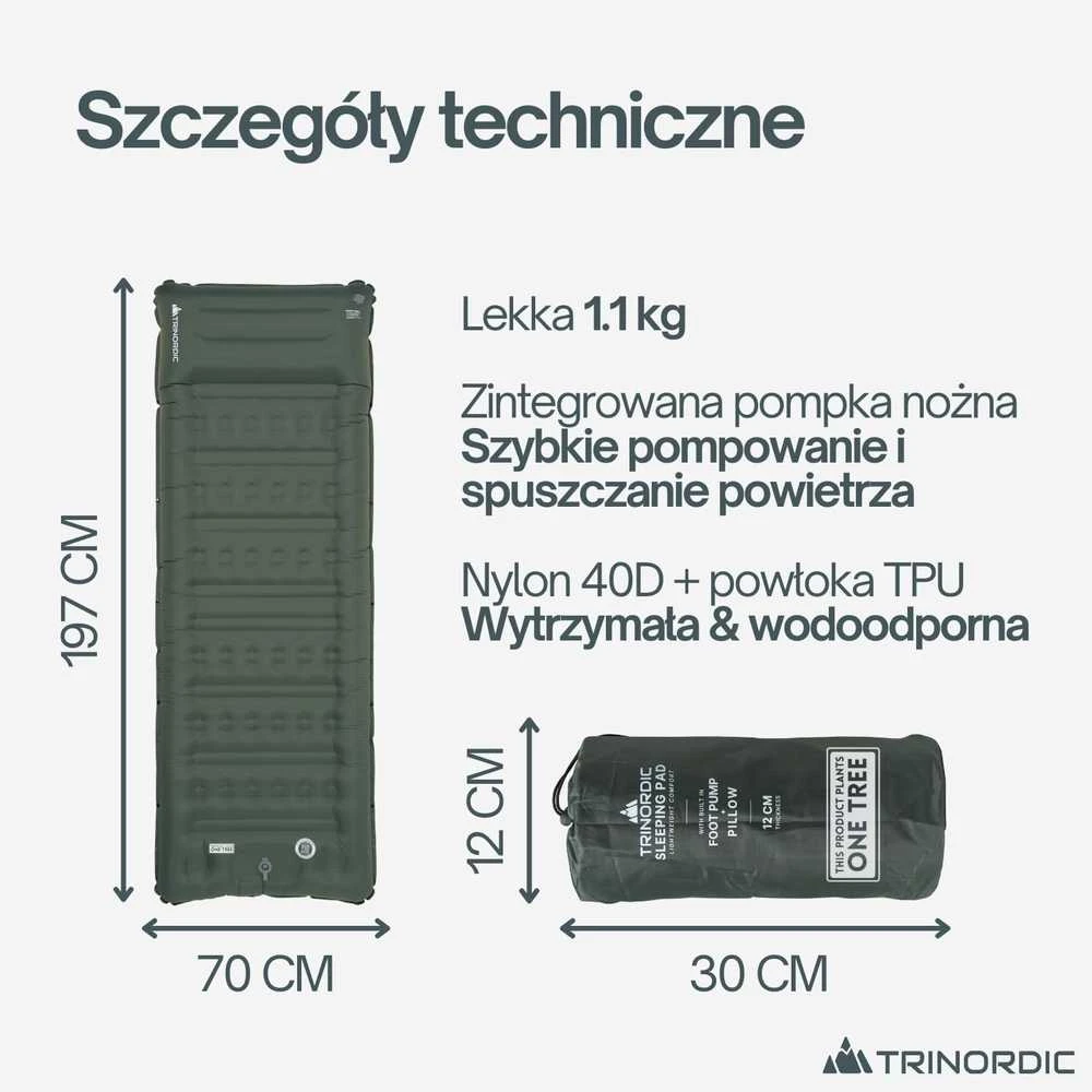 Sofa Trinordic pripučiamas 12 cm storio kempingo čiužinys su įmontuota pompa ir pagalve