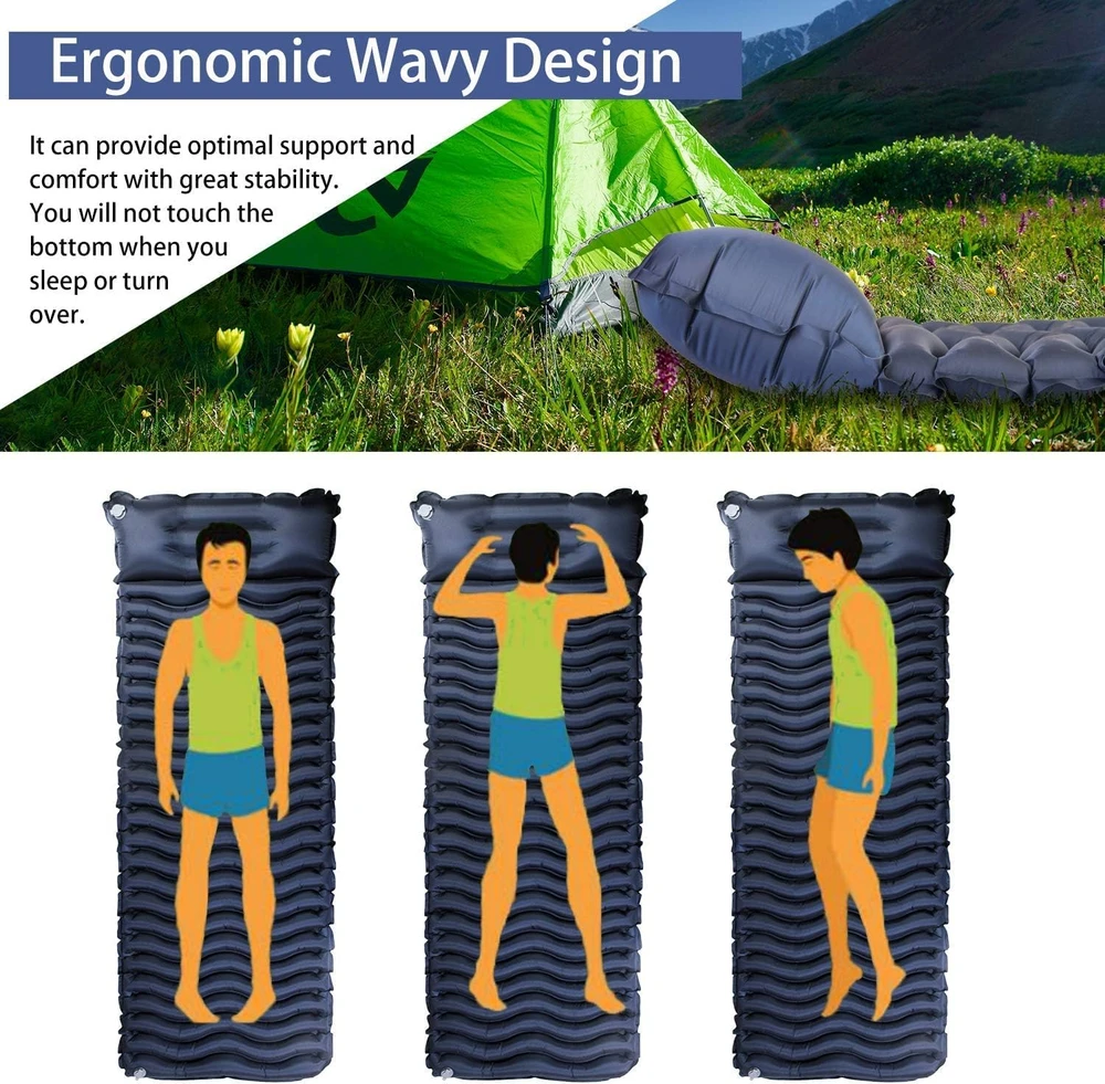 Sofa Unigear pripučiamas turistinis kilimėlis, 190x66 cm, 5.5 cm storio, TPU, mėlynos spalvos