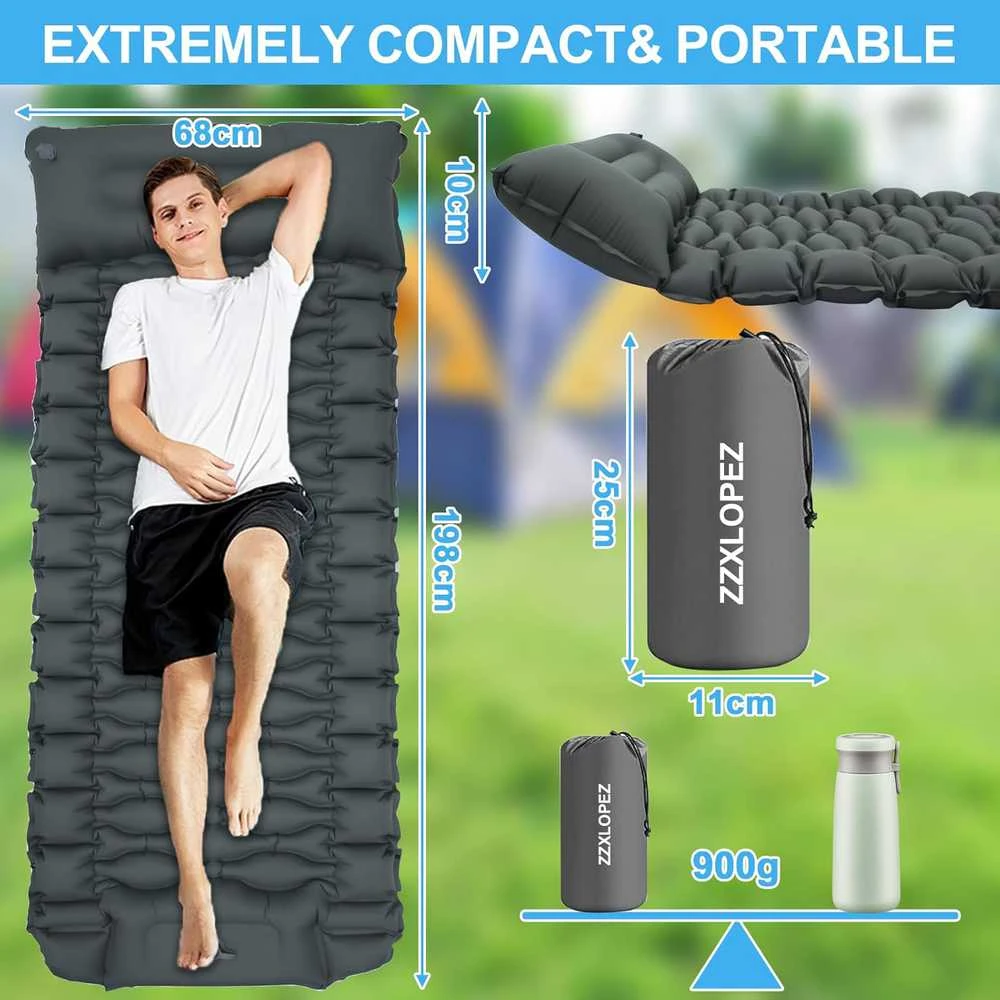 Sofa ZZXLOPEZ 10 cm storio savaime prisipučiantis kempingo kilimėlis su integruota pompa ir pagalvėle, CQDB01