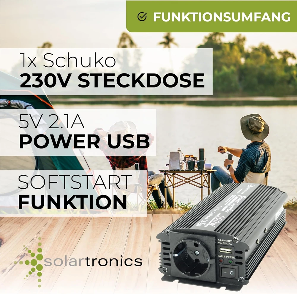 solartronics įtampos keitiklis 12 V į 230 V, 600 W, NM 600