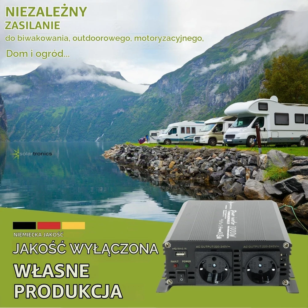 solartronics įtampos keitiklis 12 V į 230 V, 1000 W, modifikuota sinusoidė, 0112101