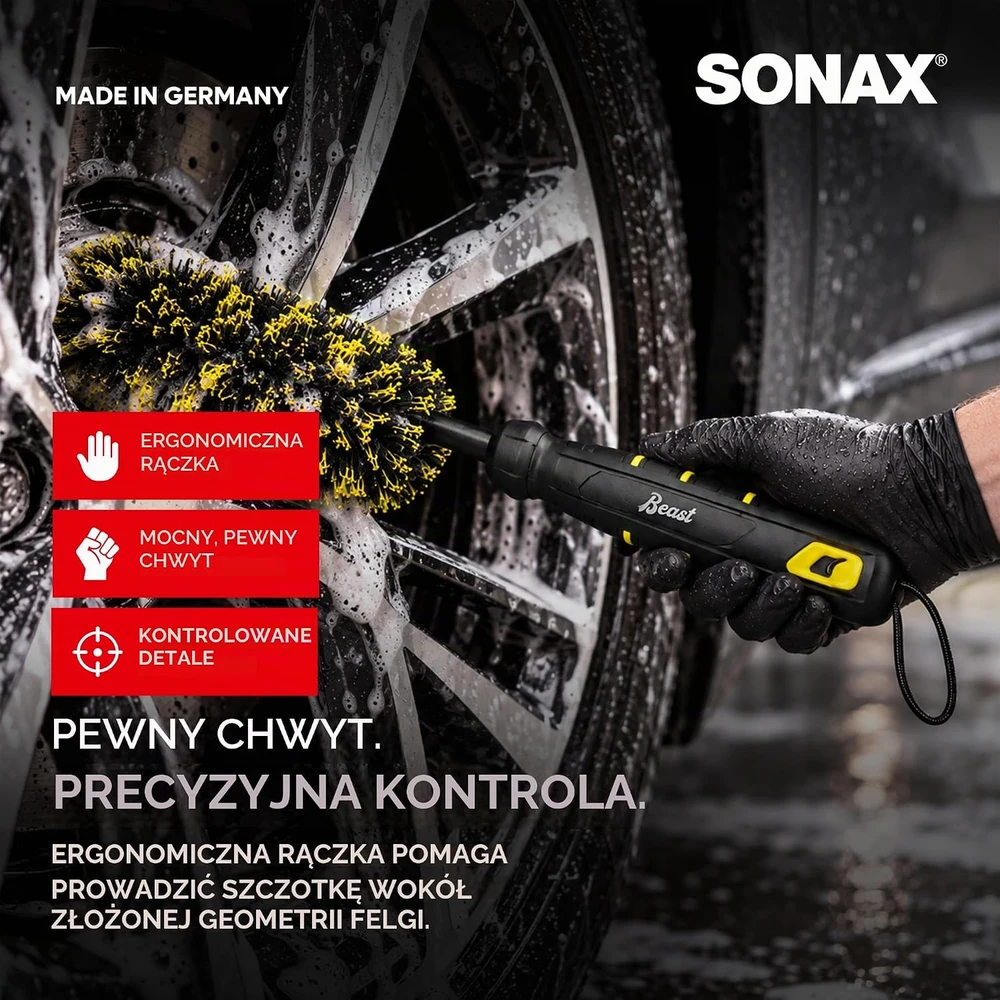 SONAX ratlankių valymo šepetys su mikropluošto apvalkalu Beast Edition 491741