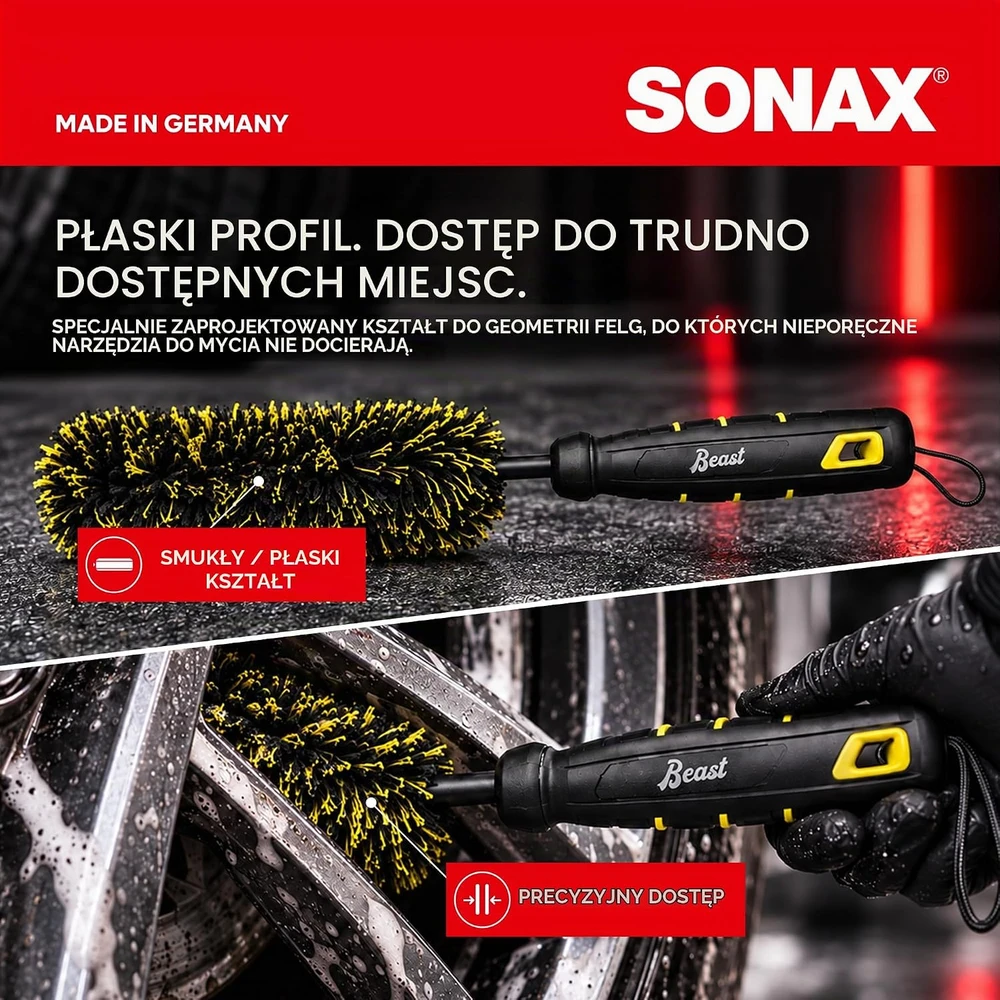 SONAX ratlankių valymo šepetys su mikropluošto apvalkalu Beast Edition 491741