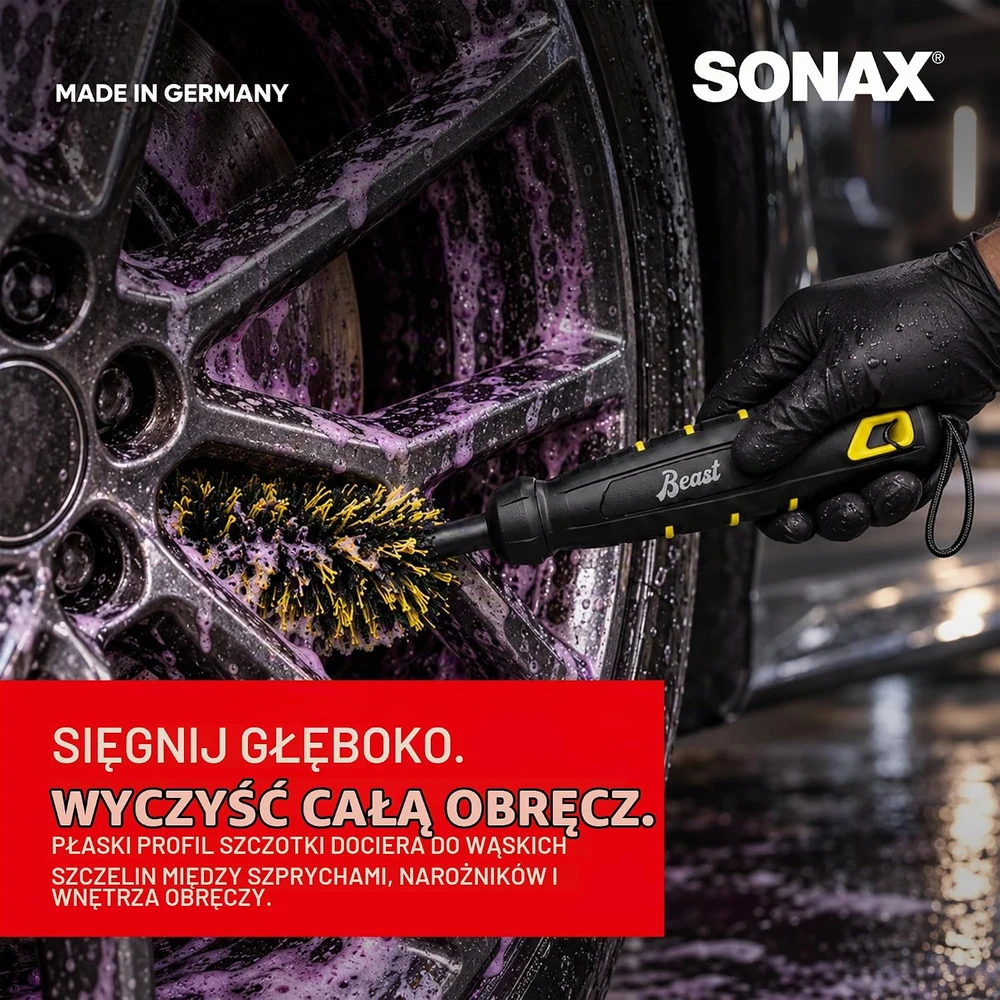 SONAX ratlankių valymo šepetys su mikropluošto apvalkalu Beast Edition 491741
