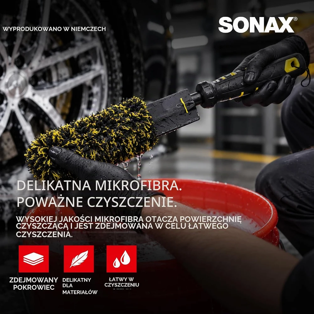 SONAX ratlankių valymo šepetys su mikropluošto apvalkalu Beast Edition 491741