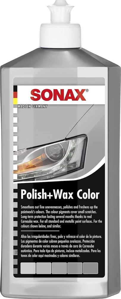 Sonax sidabrinės spalvos automobilio kėbulo poliravimo priemonė su vašku, 500 ml, 296300