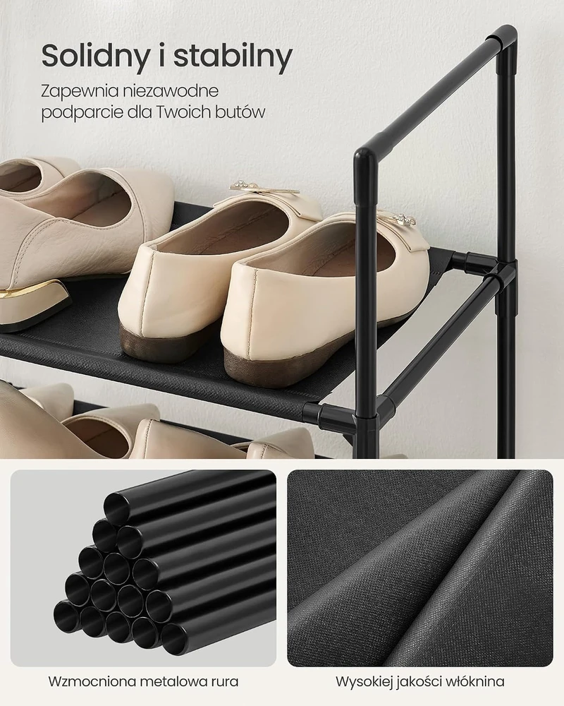 SONGMICS 10 lygių siaura batų lentyna 28 x 83 x 173 cm, juoda, LSH110BH01