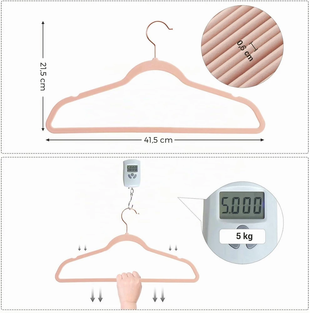 SONGMICS aksominės drabužių pakabos su 360° pasukamu kabliu, 20 vnt., 42 cm, B089NGYRSF