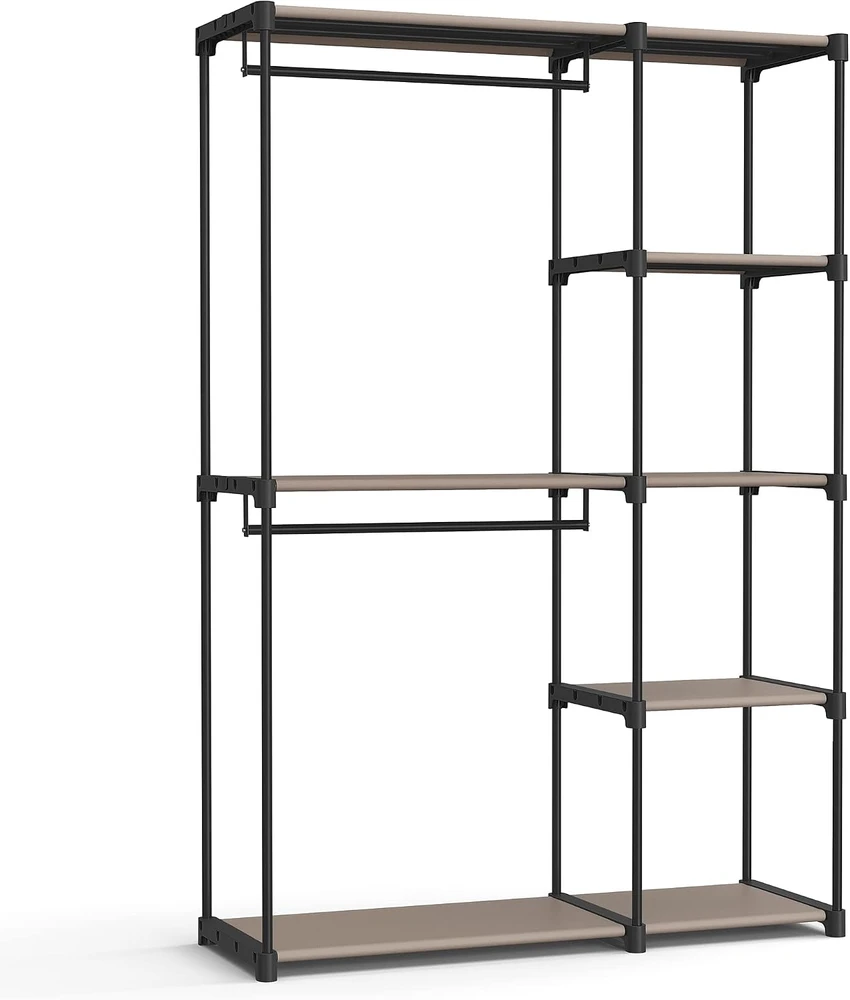 Songmics Atvira drabužių spinta su drabužių lentynomis 43 x 124 x 182 cm Taupe