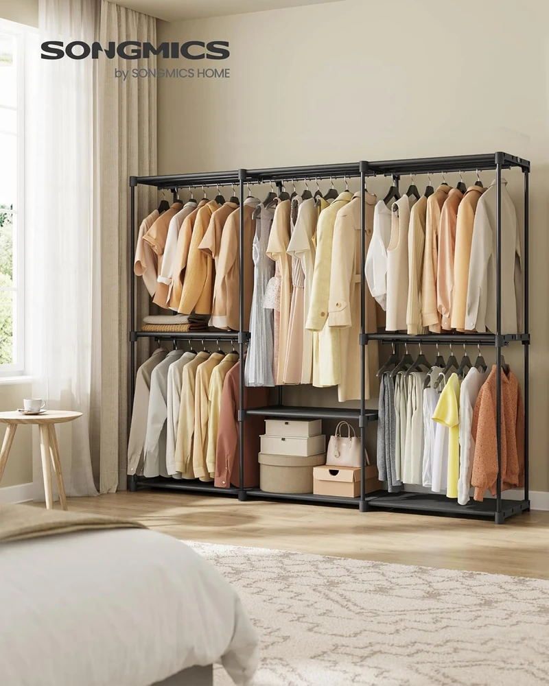 SONGMICS spinta su 5 pakabinamais skyrius 205 x 43 x 166 cm juoda