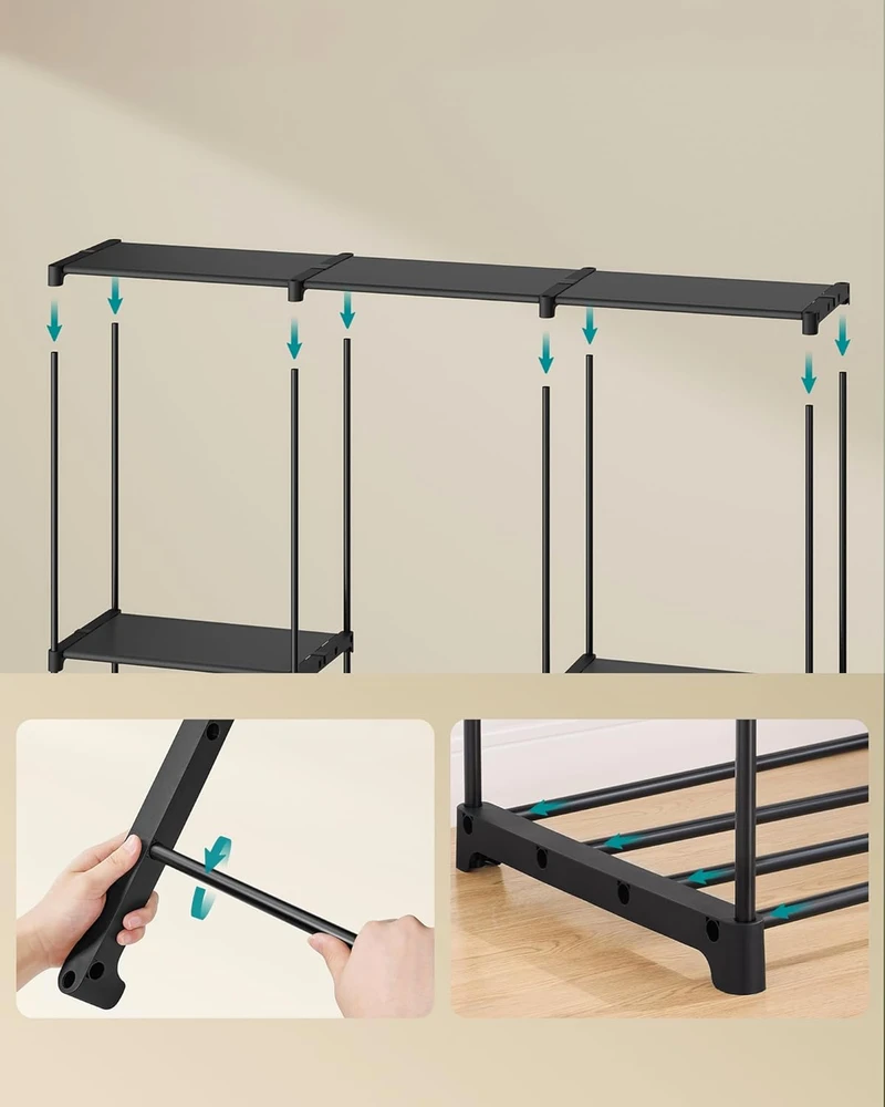 SONGMICS spinta su 5 pakabinamais skyrius 205 x 43 x 166 cm juoda