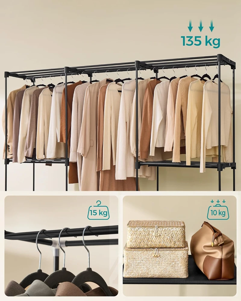 SONGMICS spinta su 5 pakabinamais skyrius 205 x 43 x 166 cm juoda