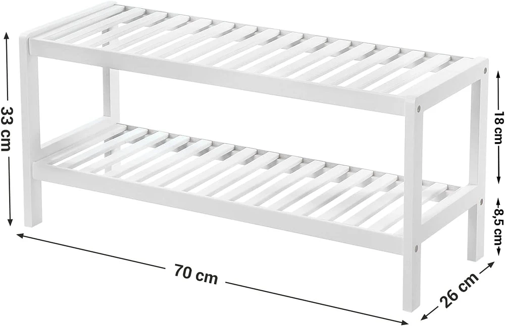 SONGMICS bambukinė batų lentyna, 2 lygių, 70 x 26 x 33 cm, LBS02WT