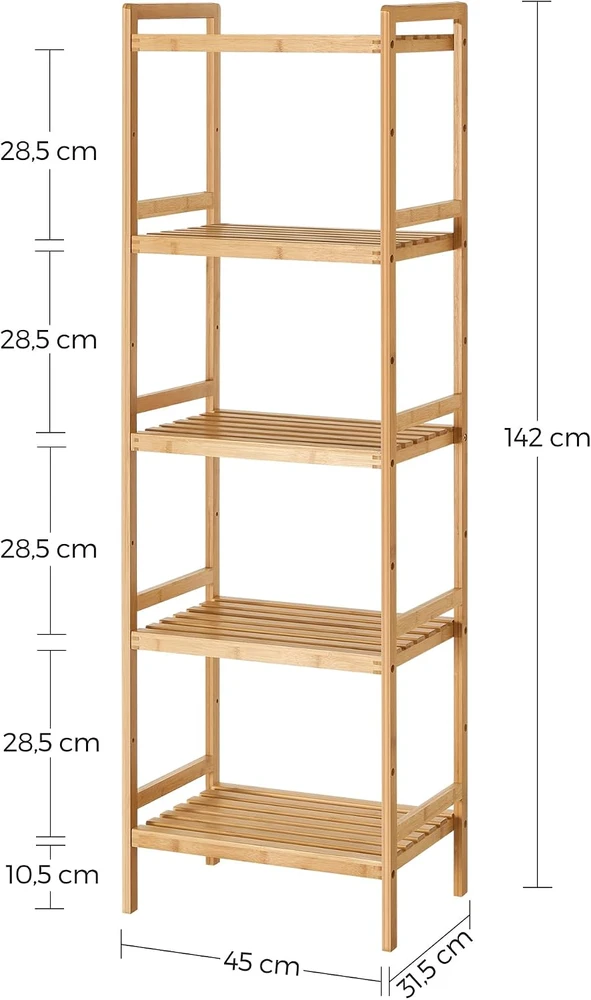 SONGMICS bambukinė pastatoma lentyna su 5 reguliuojamomis lentynomis 45 x 31.5 x 142 cm BCB075N01