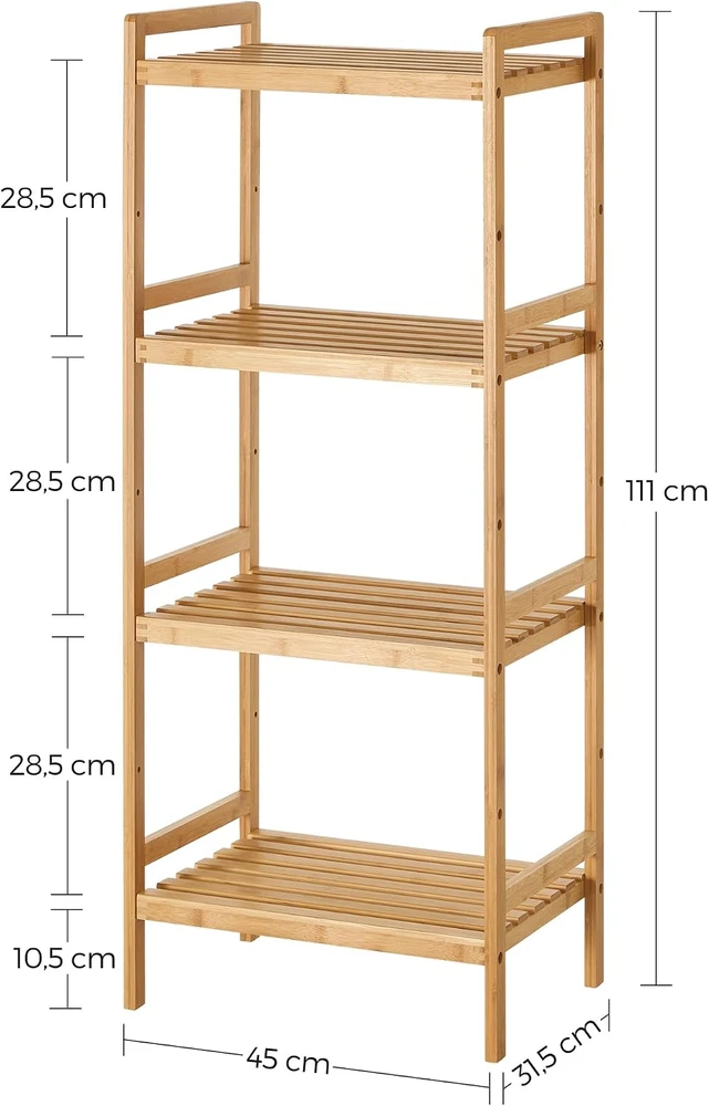 SONGMICS bambukinė pastatoma lentyna su 4 reguliuojamomis lentynomis BCB074N01