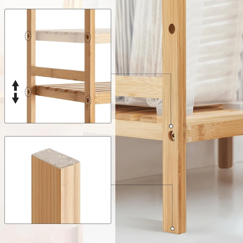 SONGMICS bambukinė pastatoma lentyna su 4 reguliuojamomis lentynomis BCB074N01