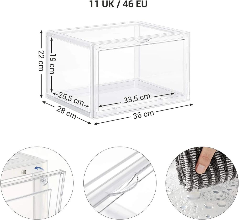 SONGMICS batų dėžės su skaidriomis durelėmis, 6 vnt., iki 46 dydžio, LSP06CW