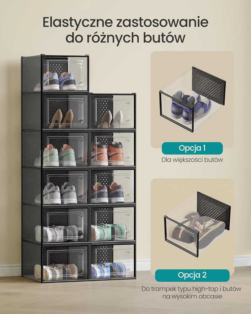 SONGMICS batų dėžių rinkinys, 18 vnt., sudedamos, iki 46 dydžio, LSP007B18