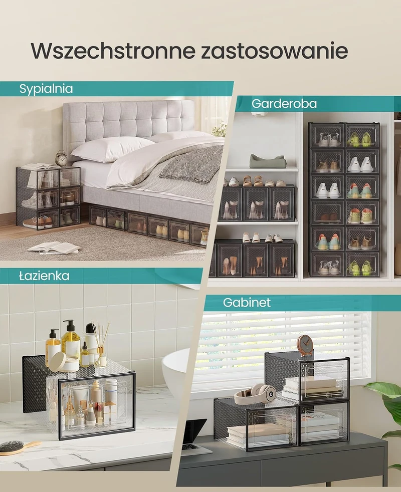 SONGMICS batų dėžių rinkinys, 18 vnt., sudedamos, iki 46 dydžio, LSP007B18