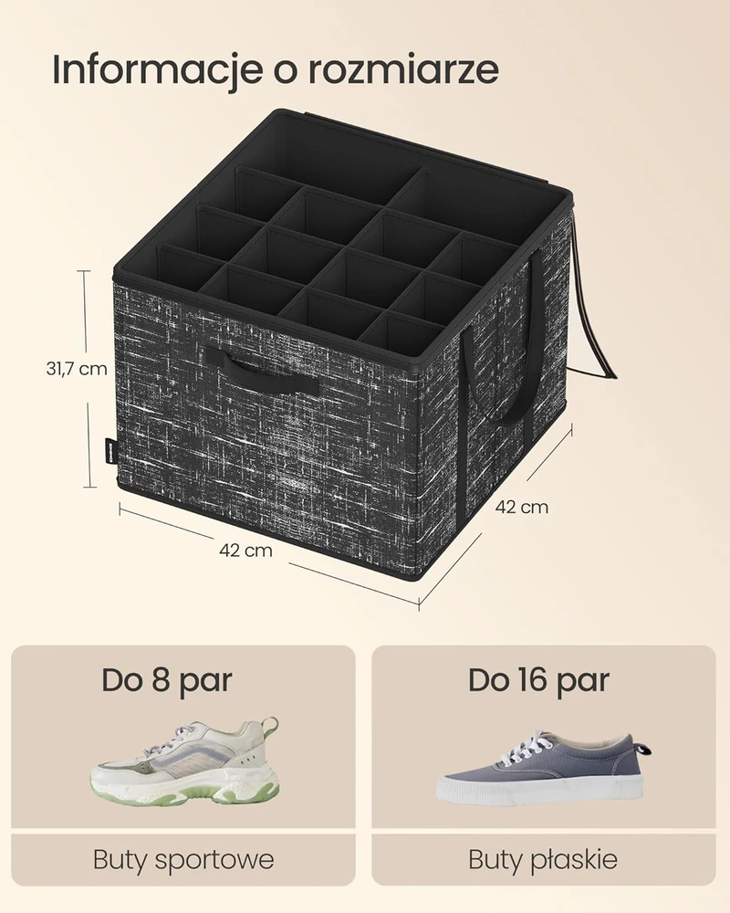 SONGMICS batų dėžių rinkinys, 2 vnt., kiekviena iki 16 porų, permatoma PVC danga, 42x42x31,7 cm, juoda