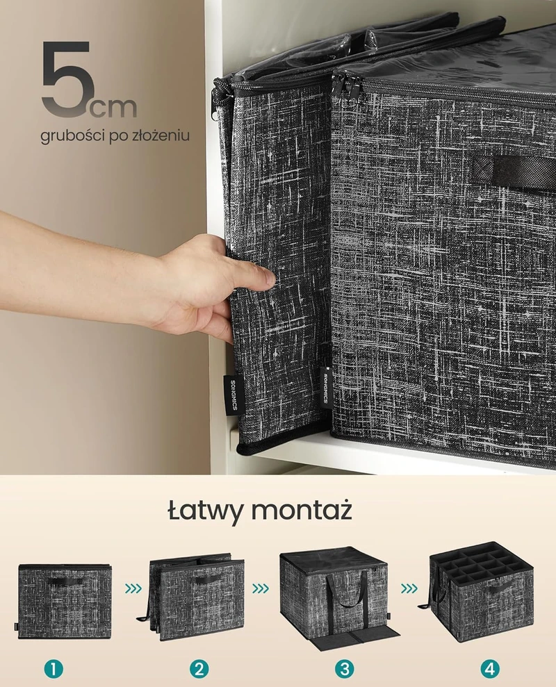 SONGMICS batų dėžių rinkinys, 2 vnt., kiekviena iki 16 porų, permatoma PVC danga, 42x42x31,7 cm, juoda