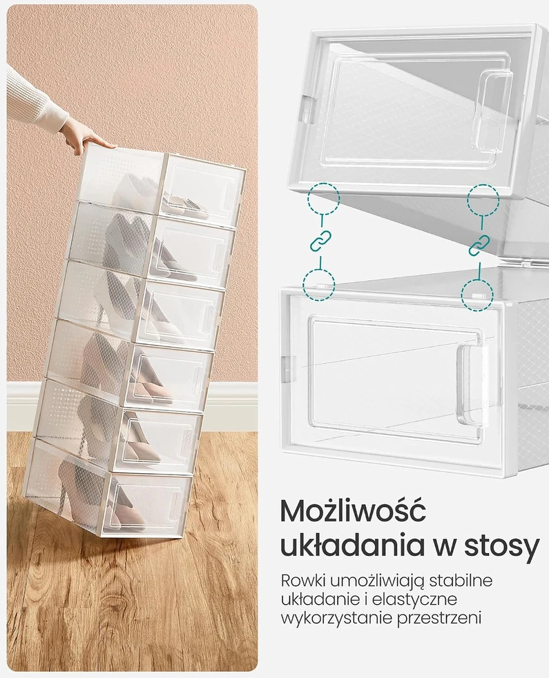 SONGMICS batų dėžučių rinkinys, 18 vnt., sulankstomas, sukraunamas LSP18SWT