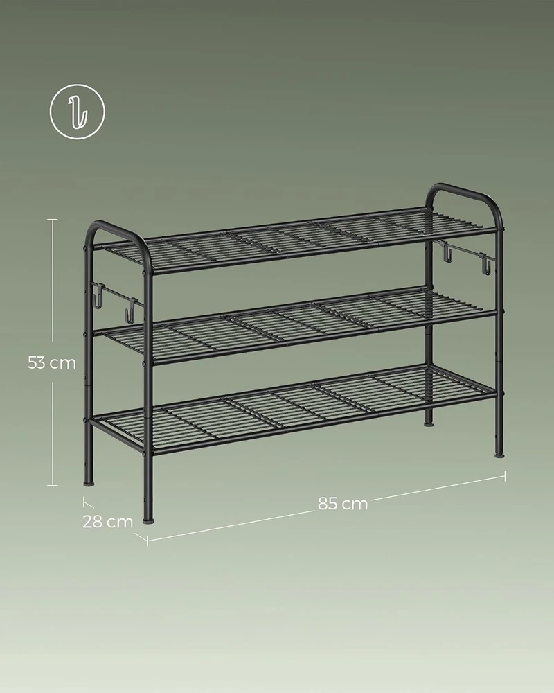 SONGMICS batų lentyna, 3 lygių reguliuojama metalinė, iki 15 porų, LMR138B01