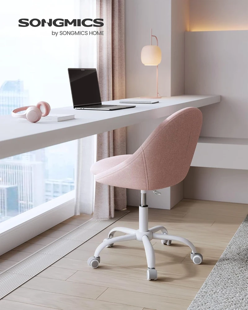 SONGMICS biuro kėdė be porankių, reguliuojamo aukščio, rožinė, OBG020P01