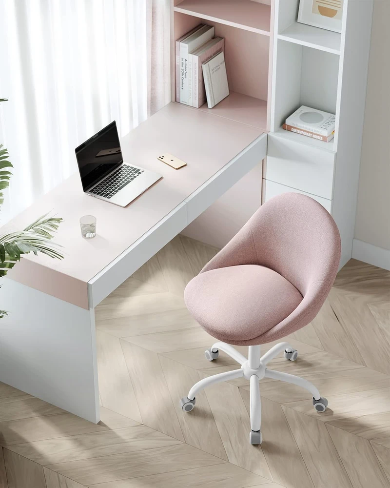SONGMICS biuro kėdė be porankių, reguliuojamo aukščio, rožinė, OBG020P01