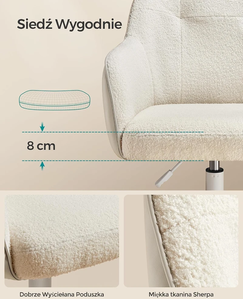 Songmics Biuro kėdė iki 110 kg cappuccino beige