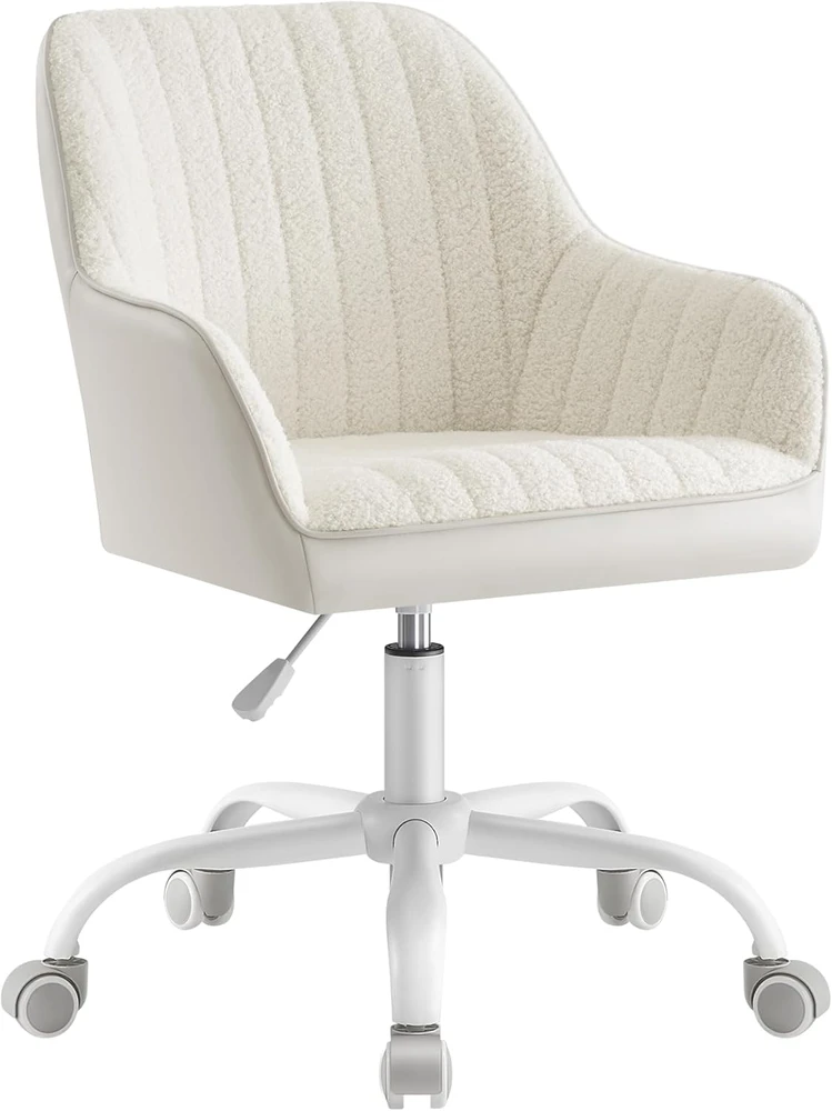 Songmics Minkšta biuro kėdė cappuccino beige-cloud baltas
