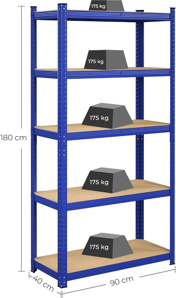 SONGMICS didelės apkrovos sandėliavimo lentynų komplektas 40 x 90 x 180 cm GLR040Q02